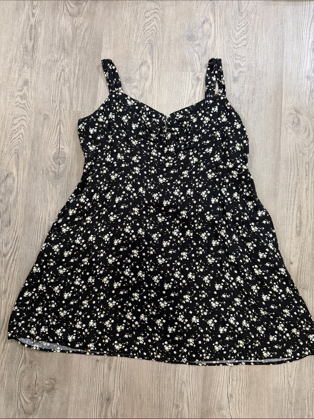Old Navy Black Floral Smocked Sundress